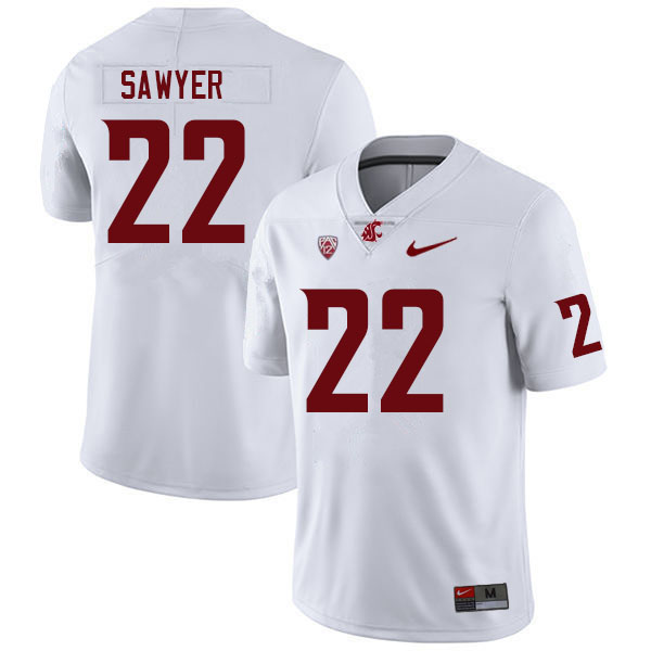 Men #22 Jaxon Sawyer Washington State Cougars College Football Jerseys Sale-White